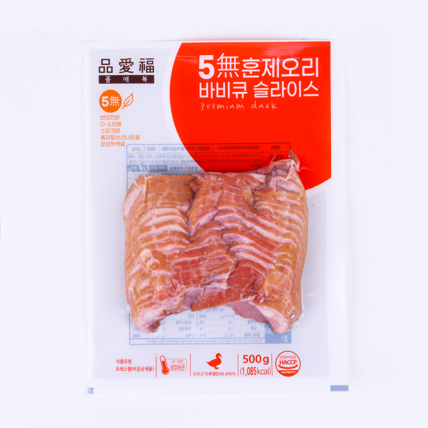 [일영이팜] 5無 훈제오리 바비큐 슬라이스 500g